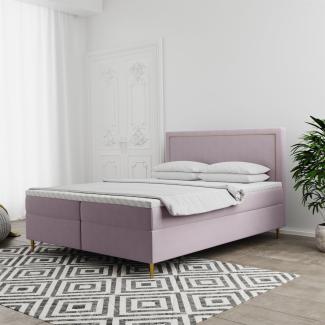 Boxspringbett Schlafzimmerbett LUCIEN 140x200cm in Stoff Soro Rose