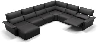 Sofanella Wohnlandschaft Merdia Ledersofa Eckcouch Sofa in Schwarz