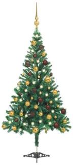vidaXL Künstlicher Weihnachtsbaum mit LEDs & Schmuck 120 cm 230 Zweige, Mit Beleuchtung [3077487]