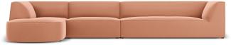 Micadoni 6-Sitzer Samtstoff Modular Ecke links Sofa Ruby | Bezug Pink | Beinfarbe Black Plastic