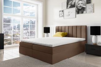 Stylefy 'Arcelia' Boxspringbett, Kunstleder Madryt Hellbraun 200 x 200 cm