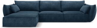 Micadoni 4-Sitzer Ecke links Sofa Kaelle | Bezug Royal Blue | Beinfarbe Black Plastic