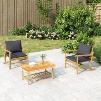 vidaXL Gartenstühle 2 Stk. mit Dunkelgrauen Kissen Bambus