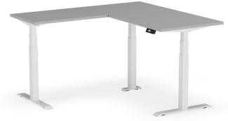 elektrisch höhenverstellbarer Schreibtisch L-SHAPE 160 x 160 x 60 - 80 cm - Gestell Weiss, Platte Grau