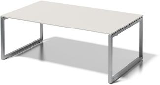 Cito Chefarbeitsplatz/Konferenztisch, 740 mm höhenfixes O-Gestell, H 19 x B 2000 x T 1200 mm, Dekor grauweiß, Gestell silber