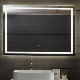 Aquamarin® LED Badspiegel - 100 x 70 cm, Beschlagfrei, Dimmbar, EEK A++, Energiesparend, mit Speicherfunktion - Badezimmerspiegel, LED Spiegel, Lichtspiegel, Wandspiegel für Bad