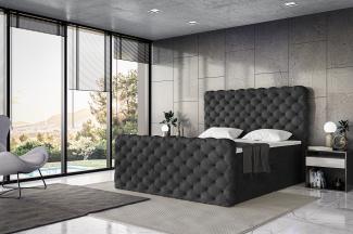 MEBLINI Boxspringbett DUKE 120x200 cm mit Bettkasten - H4/Schwarz Samt Polsterbett - Doppelbett mit Topper & Taschenfederkern-Matratze