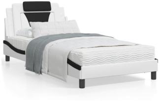 Bett mit Matratze Weiß und Schwarz 100x200 cm Kunstleder (Farbe: Weiß)