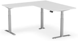 elektrisch höhenverstellbarer Schreibtisch L-SHAPE 180 x 170 x 60 - 90 cm - Gestell Grau, Platte Weiss