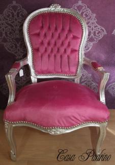 Casa Padrino Barock Salon Stuhl Rosa/Silber - Barock Antik Stil Möbel