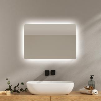 EMKE LED Badspiegel Badezimmerspiegel mit Beleuchtung Wandspiegel mit Druckknopfschalter 2 Farben des Lichts Beschlagfrei 60x40 cm