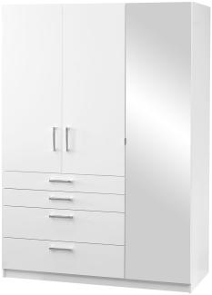 Kleiderschrank Cemiir Lux 150 (Farbe: Weiß / Weiß + Spiegel)