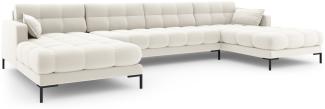 Micadoni 6-Sitzer Panorama Sofa Mamaia | Bezug Light Beige | Beinfarbe Black Metal