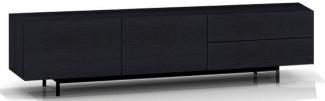 Casa Padrino Luxus Fernsehschrank mit 2 Türen und 2 Schubladen Schwarz 180 x 50 x H. 46 cm - Massiver Eichenholz Schrank - Luxus Möbel