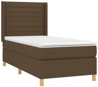 vidaXL Boxspringbett mit Matratze & LED Dunkelbraun 100x200 cm Stoff