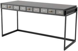 Casa Padrino Luxus Schreibtisch mit 3 Schubladen Schwarz / Grau 150 x 60 x H. 75 cm - Luxus Büromöbel