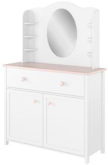 Kommode "Luna" Sideboard 110cm weiß rosa 2-türig mit Aufsatz