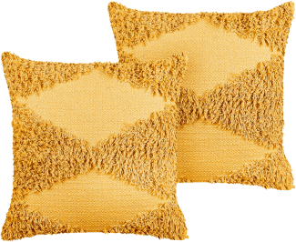 Dekokissen geometrisches Muster Baumwolle gelb getuftet 45 x 45 cm 2er Set RHOEO