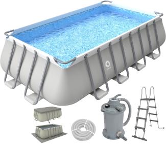 Avenli Frame Plus Rectangular Pool Komplettset 549 x 305 x 122 cm, Aufstellpool, rechteckig, mit Sandfilter, grau