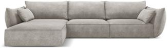 Micadoni 4-Sitzer Ecke links Sofa Kaelle | Bezug Light Grey | Beinfarbe Black Plastic