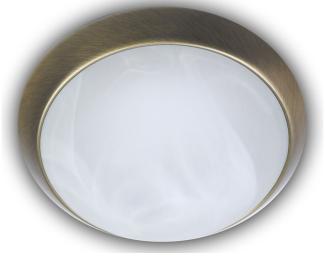 LED Deckenleuchte rund, Glas Alabaster, Dekorring Altmessing, Ø 35cm