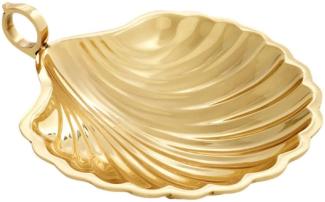Casa Padrino Luxus Deko Schale in Muschelform Gold 22,5 x 19,5 x H. 5,5 cm - Dekorative Messing Schale mit Tragegriff - Luxus Deko Accessoires - Luxus Qualität