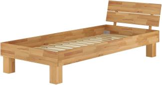 Erst-Holz Bett Überlänge Buche natur massiv 100x220 cm mit Rollrost 60. 80-10-220