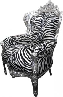 Barock Sessel "King" Zebra/Silber