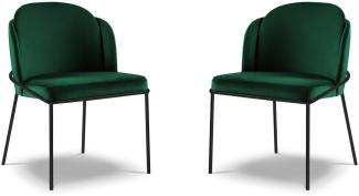 Micadoni 2er Set Stühle Limmen | Bezug Bottle Green | Beinfarbe Black Metal Frame