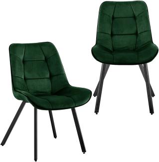 Samtstühle Stoffstühle Polsterstuhl Esszimmerstühle Küchenstühle aus Samt Metallbeine Grün 2 St.
