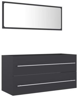 vidaXL 2-tlg. Badmöbel-Set Grau Spanplatte, 100 x 38,5 x 48 cm