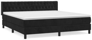 vidaXL Boxspringbett mit Matratze Schwarz 180x200 cm Samt