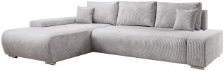 Juskys Sofa Iseo Links mit Schlaffunktion - Stoff Couch L Form für Wohnzimmer, bequem, ausziehbar - Schlafsofa Ecksofa Eckcouch Schlafcouch Hellgrau