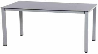 SIENA GARDEN Sola Dining Tisch 160x90 cm, silber Gestell Aluminium silber, Tischplatte HPL dark stone
