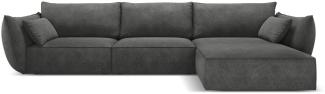 Micadoni 4-Sitzer Ecke rechts Sofa Kaelle | Bezug Dark Grey | Beinfarbe Black Plastic
