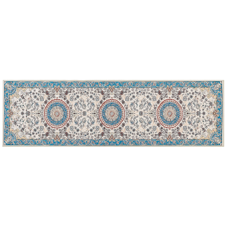 Teppich blau hellbeige 60 x 200 cm orientalisches Muster Kurzflor GORDES