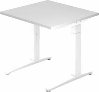 bümö® Design Schreibtisch XB-Serie höhenverstellbar, Tischplatte 80 x 80 cm in weiß, Gestell in weiß