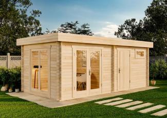 Alpholz Gartenhaus Vönix-40 ISO Gartenhaus aus Holz Holzhaus mit 40 mm Wandstärke Blockbohlenhaus mit Montagematerial