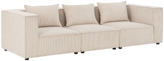 Juskys modulares Sofa Domas M - Couch für Wohnzimmer - 3 Sitzer mit Armlehnen & Kissen - 130 kg belastbar pro Sitz - Möbel Garnitur Cord Beige