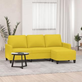 vidaXL 3-Sitzer-Sofa mit Hocker Hellgelb 180 cm Stoff