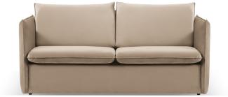 Micadoni 2-Sitzer Samtstoff Sofa mit Bettfunktion Agate | Bezug Beige | Beinfarbe Black Plastic