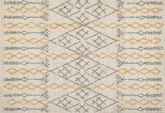 Teppich Baumwolle beige gelb 140 x 200 cm geometrisches Muster KADAPA