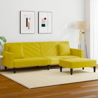 2-tlg. Sofagarnitur mit Kissen Gelb Samt (Farbe: Gelb)