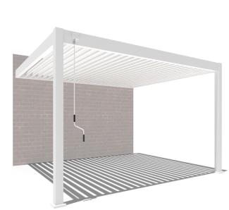 Weide Deluxe Wand-Pavillon | Voll-Alu-Pavillon | 3 x 4 M | Lamellendach weiß | Wall Pergola