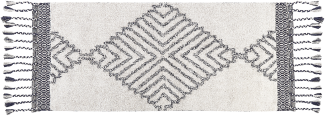 Teppich Baumwolle weiß schwarz 80 x 150 cm geometrisches Muster Kurzflor ERAY