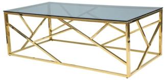 Couchtisch Glastisch Escada A 120x60x40cm Gold Rauchglas