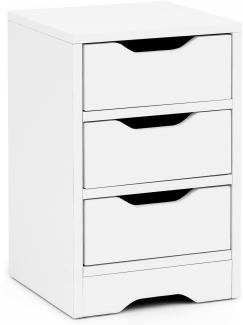 KADIMA DESIGN Moderne Nachtkonsole mit 3 Schubladen und großer Ablagefläche. Farbe: Weiß