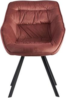 KADIMA DESIGN Esszimmerstuhl LOCHE - Stilvoller und bequemer Sitzkomfort für Ihr Esszimmer. Farbe: Rosa, Material: Samt