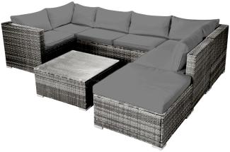BRAST Gartenmöbel Lounge Sofa Couch Set Serenity Grau Poly-Rattan für 5 Personen