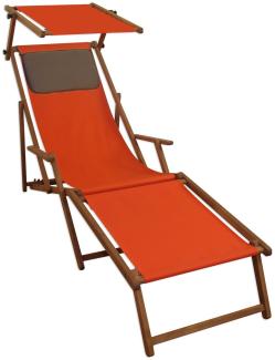 Liegestuhl terracotta Sonnenliege Strandstuhl Deckchair Fußablage Kissen Sonnendach 10-309FSKD